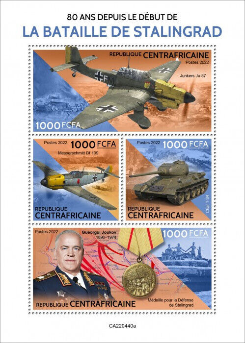 Central African Rep 2022 MNH Military Stamps WWII WW2 Battle of Stalingrad 4v M/S
