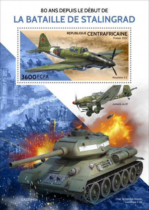 Central African Rep 2022 MNH Military Stamps WWII WW2 Battle of Stalingrad 1v S/S