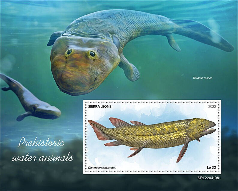 Sierra Leone 2022 MNH Prehistoric Water Animals Stamps Dipterus 1v S/S I