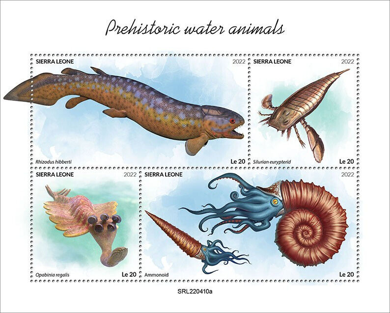Sierra Leone 2022 MNH Prehistoric Water Animals Stamps Ammonoid Silurian 4v M/S