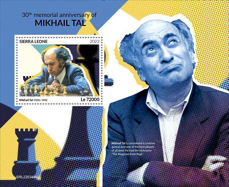 Sierra Leone 2022 MNH Chess Stamps Mikhail Tal 30th Memorial Anniv Sports 1v S/S