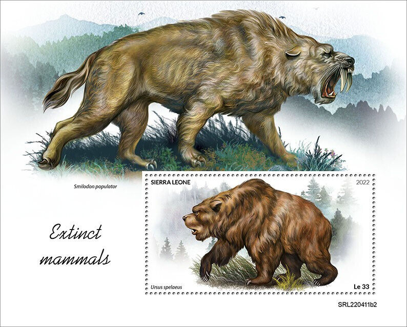 Sierra Leone 2022 MNH Extinct Mammals Stamps Cave Bears Wild Animals 1v S/S II