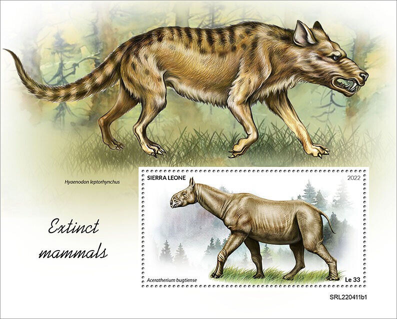 Sierra Leone 2022 MNH Extinct Mammals Stamps Aceratherium Wild Animals 1v S/S I