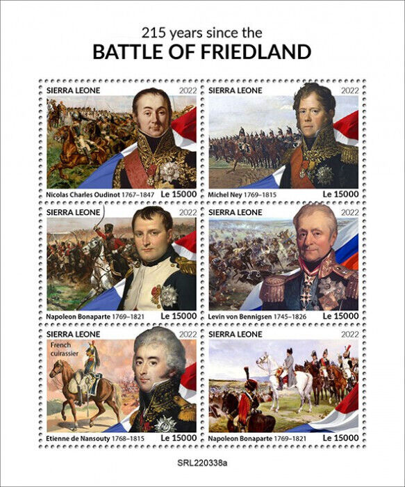 Sierra Leone 2022 MNH Military Stamps Battle of Friedland Napoleon Ney 6v M/S