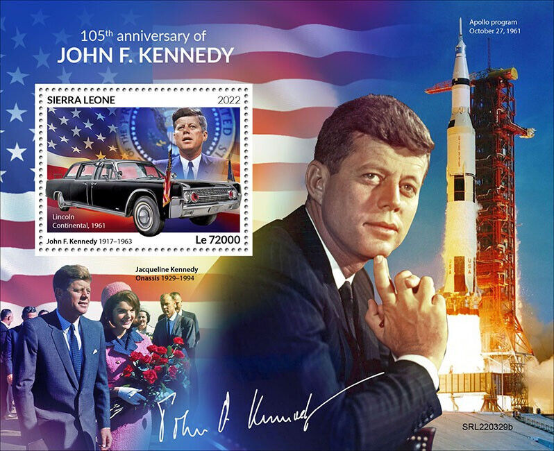 Sierra Leone 2022 MNH JFK Stamps US Presidents Lincoln Continental Cars 1v S/S