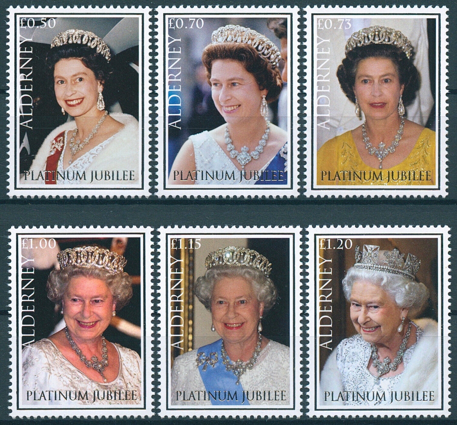 Alderney 2022 MNH Royalty Stamps Queen Elizabeth II Platinum Jubilee 6v Set