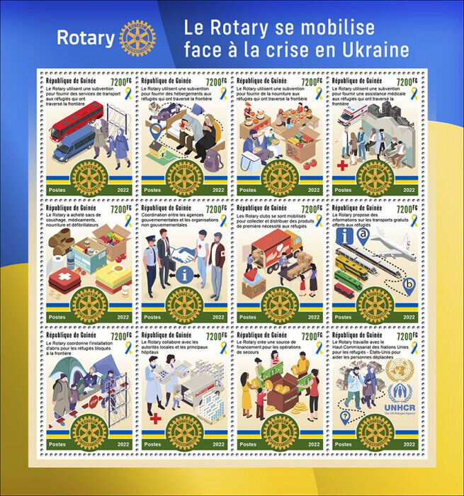 Guinea 2022 MNH Medical Stamps Rotary International Crisis in Ukraine 12v M/S