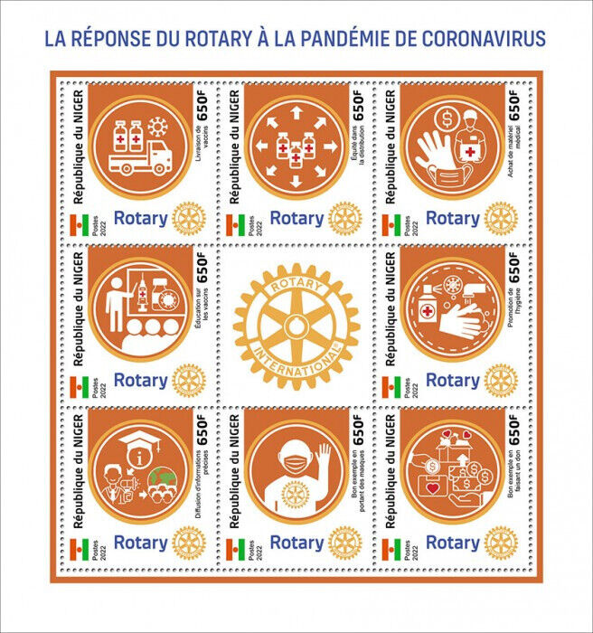 Niger 2022 MNH Medical Stamps Rotary Club International Corona Response 8v M/S