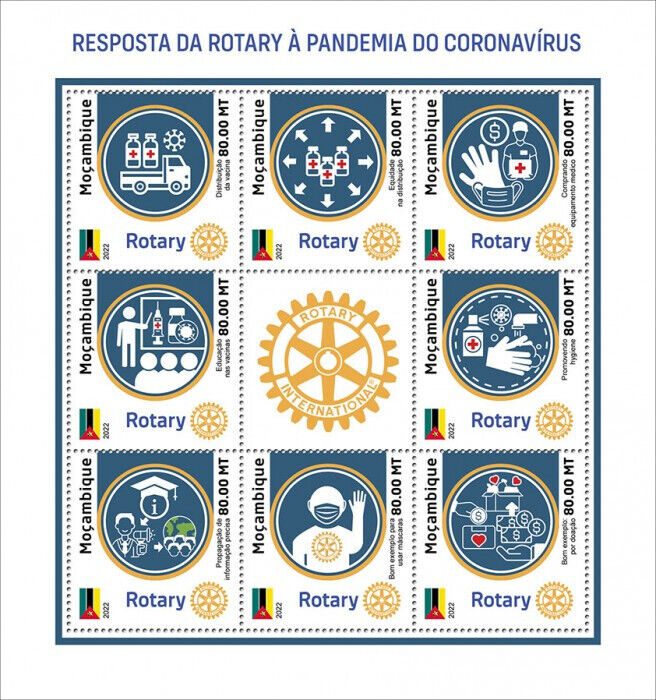 Mozambique 2022 MNH Medical Stamps Rotary Club International Corona Covid-19 Covid 8v M/S