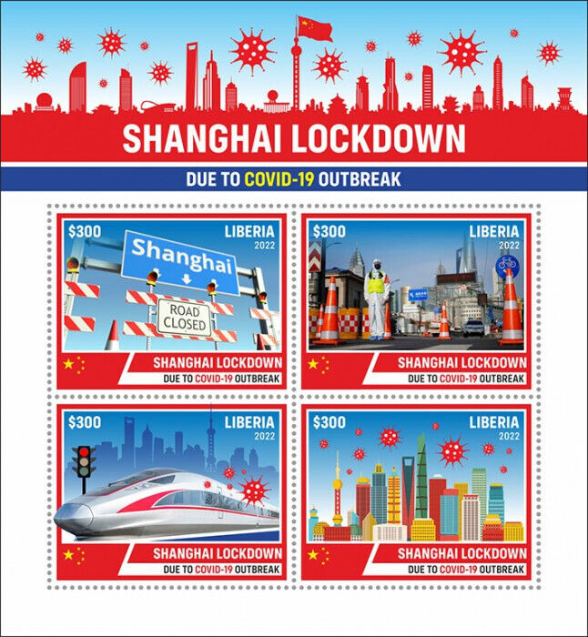 Liberia 2022 MNH Medical Stamps Corona Outbreak Shanghai Lockdown Covid-19 Covid 4v M/S