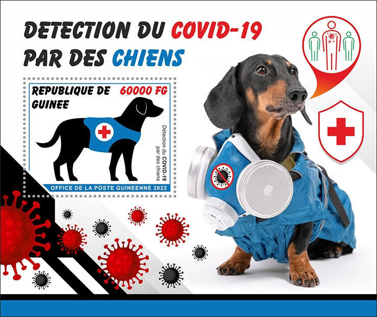 Guinea 2022 MNH Medical Stamps Corona Detection by Dogs Domestic Animals Covid-19 Covid 1v S/S