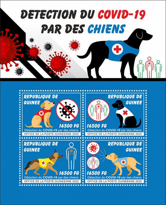 Guinea 2022 MNH Medical Stamps Corona Detection by Dogs Domestic Animals 4v M/S