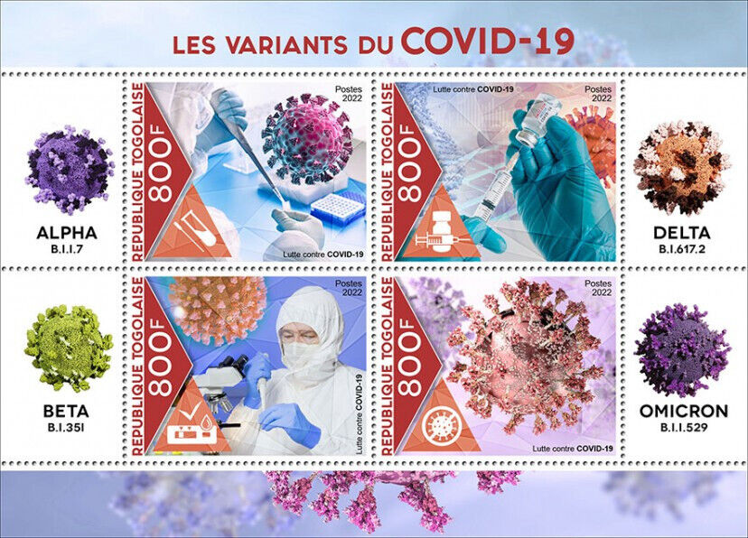 Togo 2022 MNH Medical Stamps Corona Variants Delta Omicron Covid-19 Covid 4v M/S