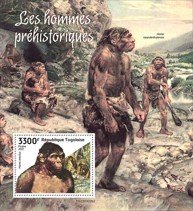 Togo 2022 MNH Prehistoric Humans Stamps Man Homo Erectus 1v S/S II