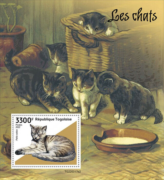 Togo 2022 MNH Cats Stamps Domestic Cat Animals Pets 1v S/S II