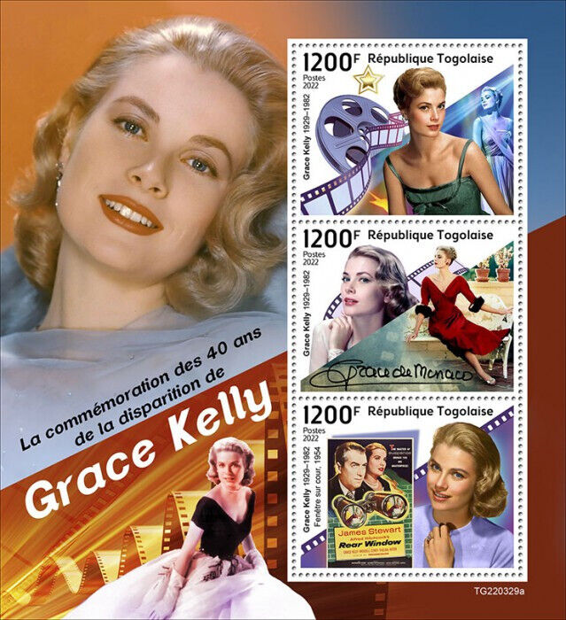 Togo 2022 MNH Famous People Stamps Grace Kelly Celebrities Actresses 3v M/S