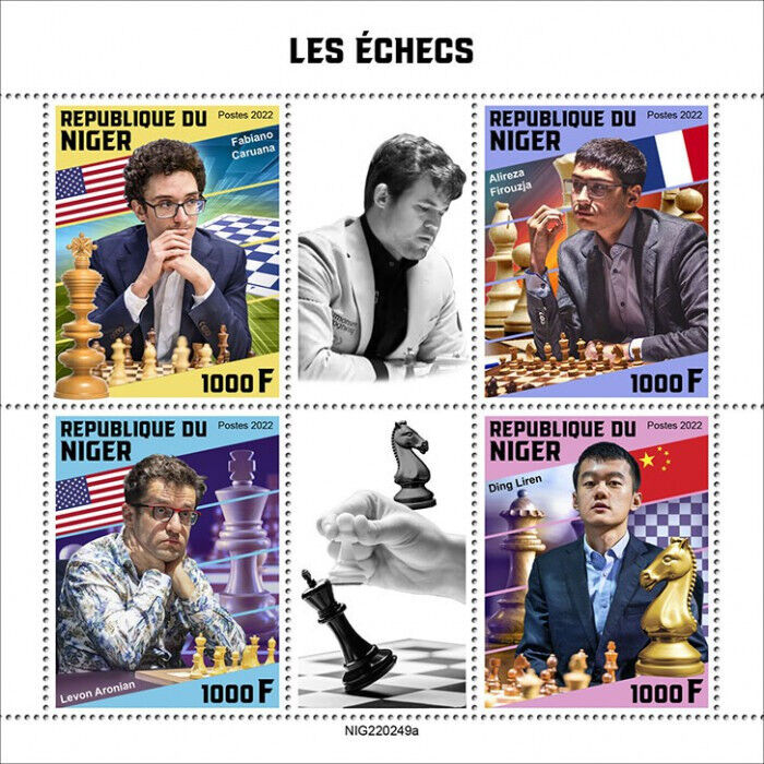Niger 2022 MNH Chess Stamps Levon Aronian Fabiano Caruana Liren Sports 4v M/S