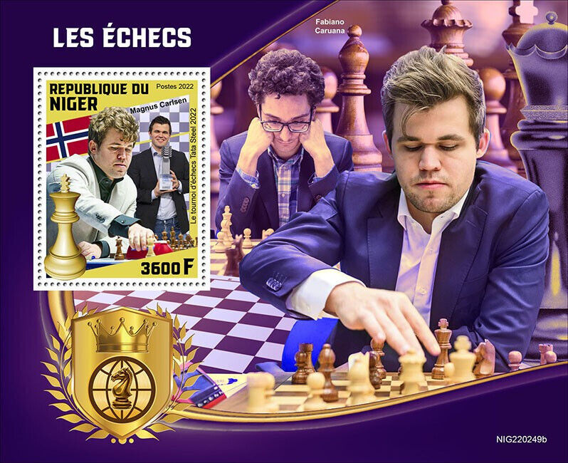 Niger 2022 MNH Chess Stamps Magnus Carlsen Fabiano Caruana Sports 1v S/S
