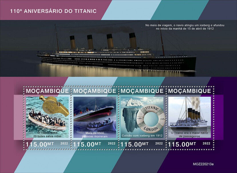 Mozambique 2022 MNH Ships Stamps Titanic 110 Years Nautical 4v M/S