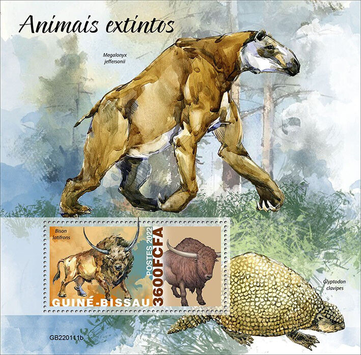 Guinea-Bissau 2022 MNH Extinct Animals Stamps Prehistoric Animals Bison 1v S/S