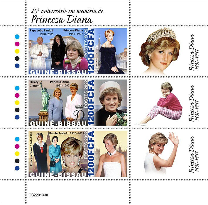 Guinea-Bissau 2022 MNH Royalty Stamps Princess Diana Pope John Paul II 3v M/S