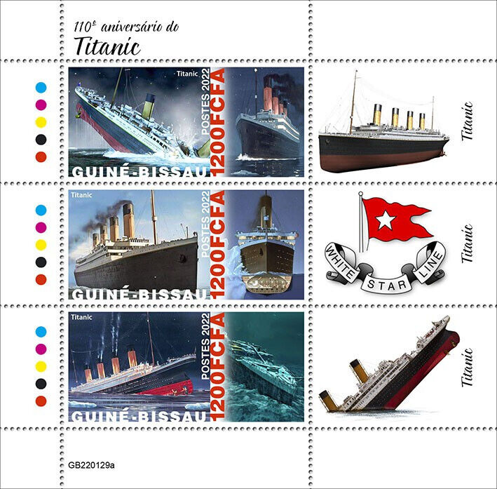 Guinea-Bissau 2022 MNH Ships Stamps Titanic Nautical 3v M/S
