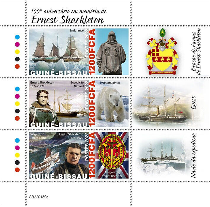 Guinea-Bissau 2022 MNH Ships Stamps Ernest Shackleton Exploration Nautical 3v M/S