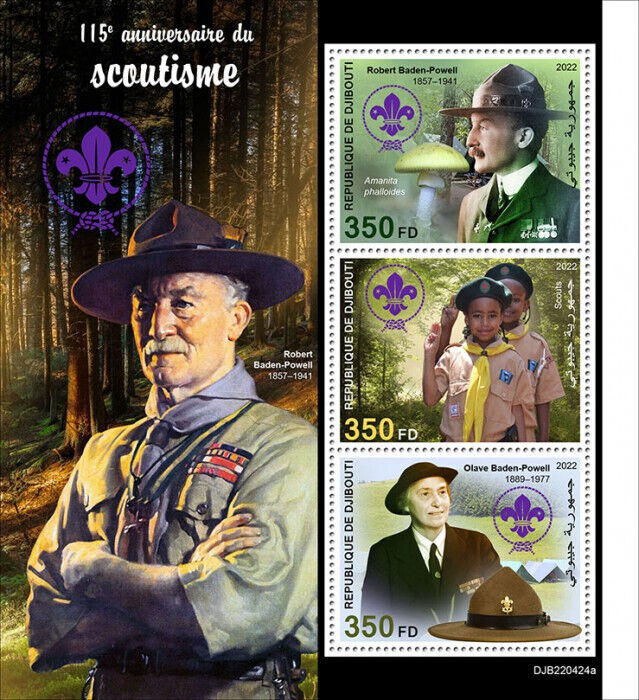 Djibouti 2022 MNH Scouting Stamps Robert Baden-Powell Boy Scouts Fungi 3v M/S
