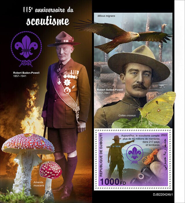 Djibouti 2022 MNH Scouting Stamps Robert Baden-Powell Boy Scouts Fungi 1v S/S I