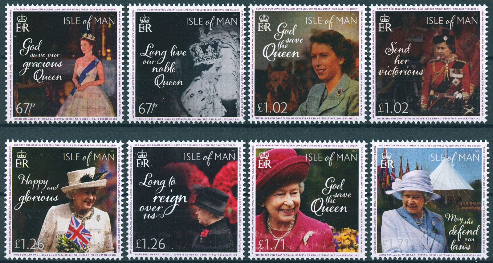 Isle of Man IOM 2022 MNH Royalty Stamps Queen Elizabeth II Platinum Jub 8v Set