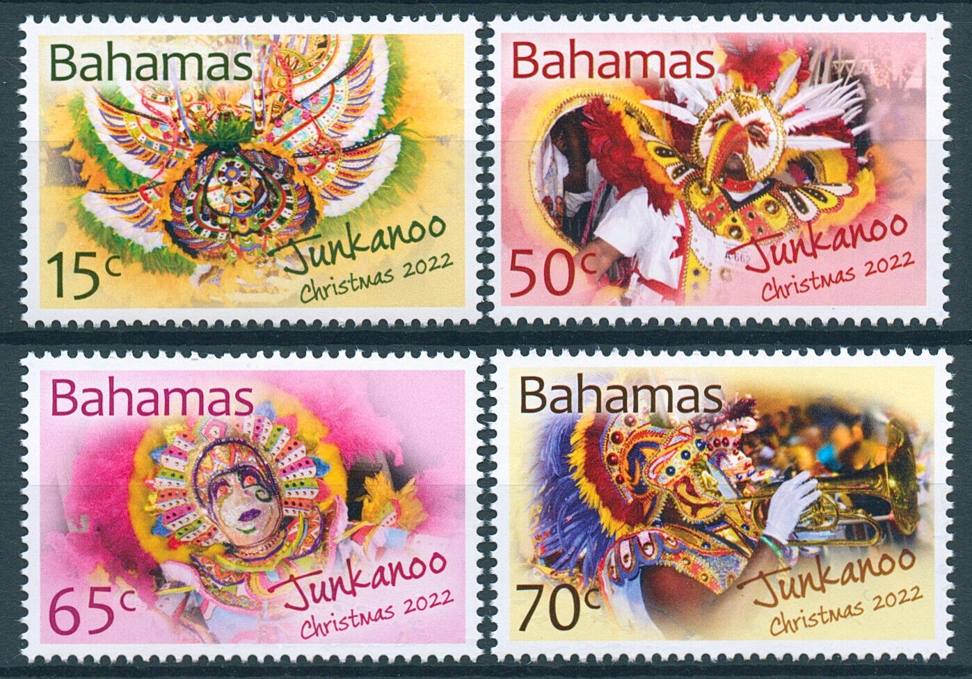 Bahamas 2022 MNH Christmas Stamps Junkanoo Street Parade Cultures 4v Set
