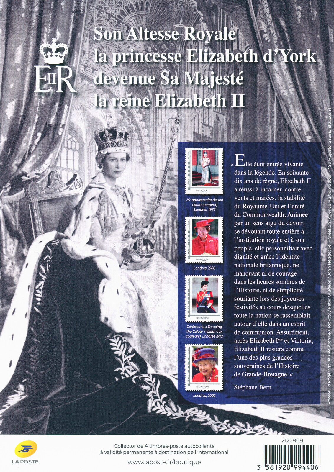 France 2022 MNH Royalty Stamps Queen Elizabeth II Memorial 70 Yr Reign 4v S/A MS