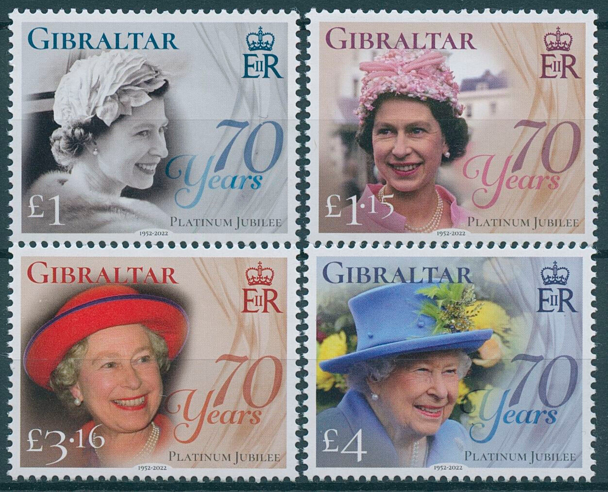 Gibraltar 2022 MNH Royalty Stamps Queen Elizabeth II Platinum Jubilee 4v Set