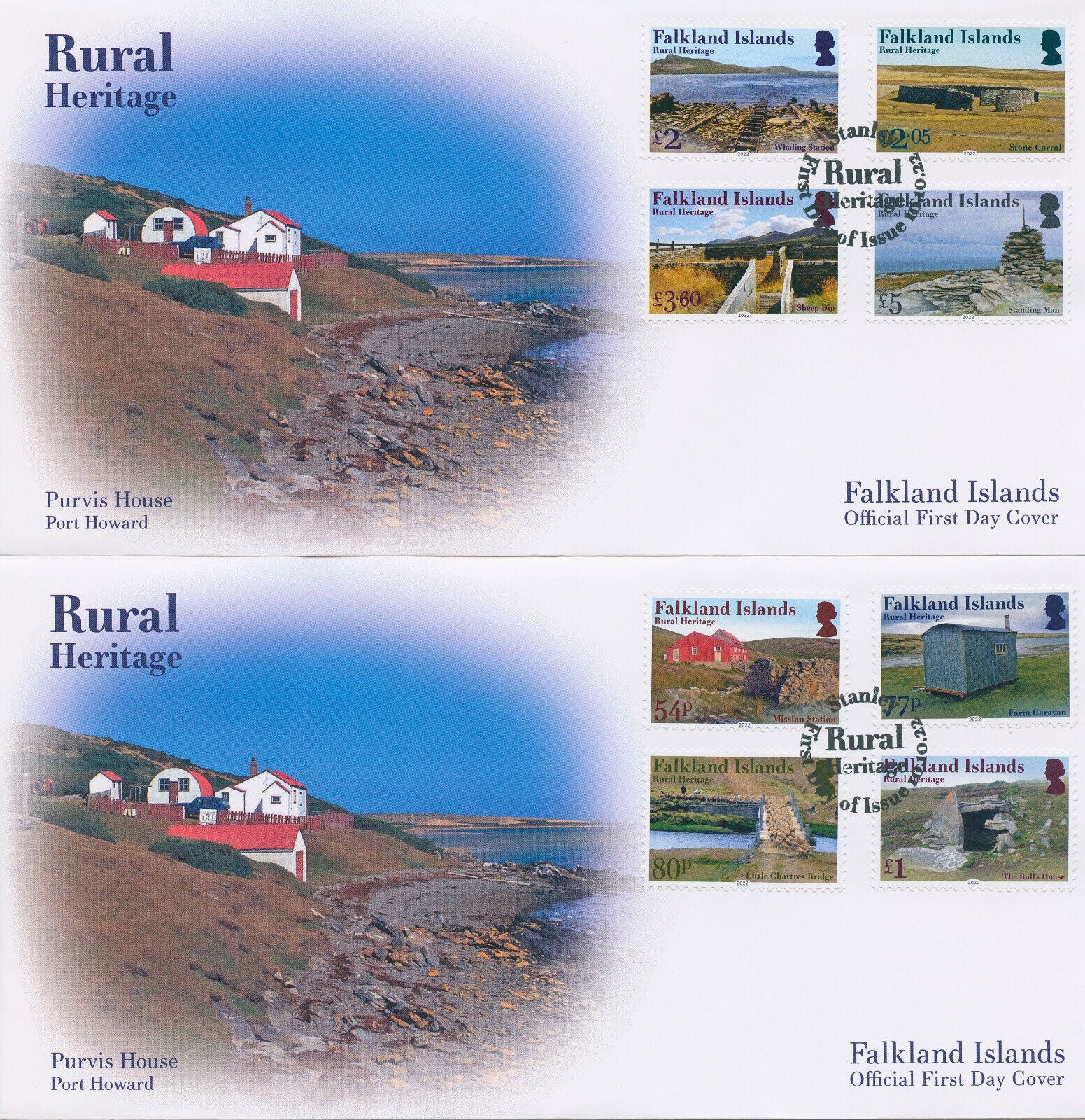 Falkland Islands 2022 FDC Tourism Stamps Rural Heritage Definitives 12v Set