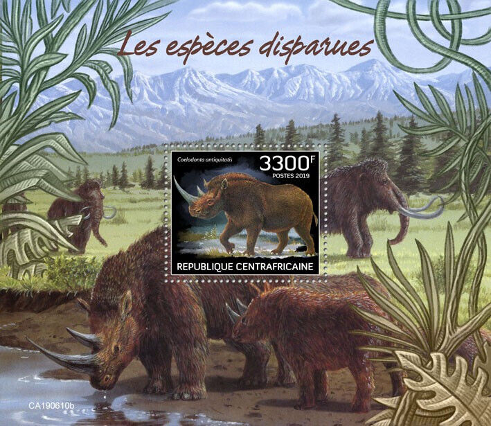 Central African Rep 2019 MNH Extinct Species Stamps Woolly Rhinoceros 1v S/S