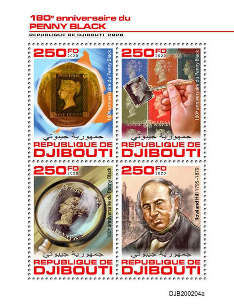 Djibouti 2020 MNH Stamps-on-Stamps Stamps Penny Black Rowland Hill SOS 4v M/S