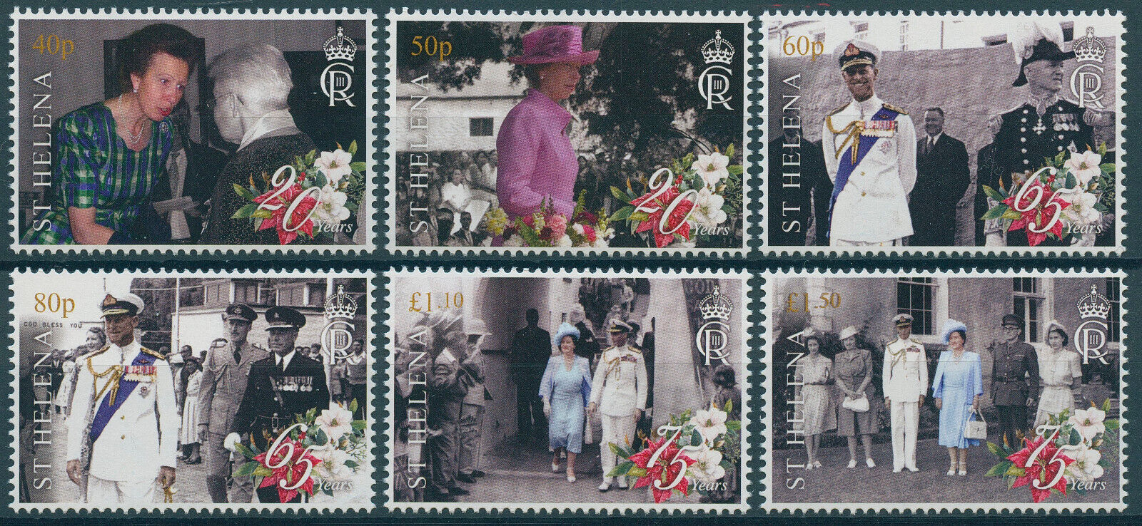 St Helena 2022 MNH Royalty Stamps Royal Visits George VI Prince Philip 6v Set