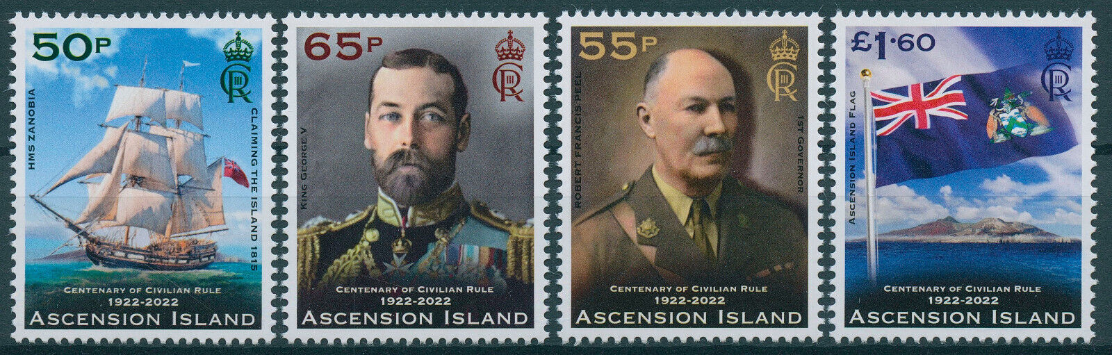 Ascension Island 2022 MNH Stamps Civilian Rule Flags Ships King George V 4v Set