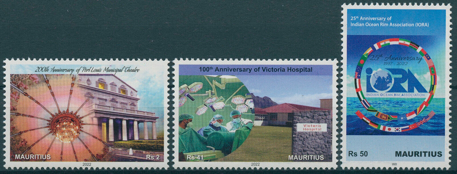 Mauritius 2022 MNH Anniversaries Stamps IORA Victoria Hospital Theatres 3v Set