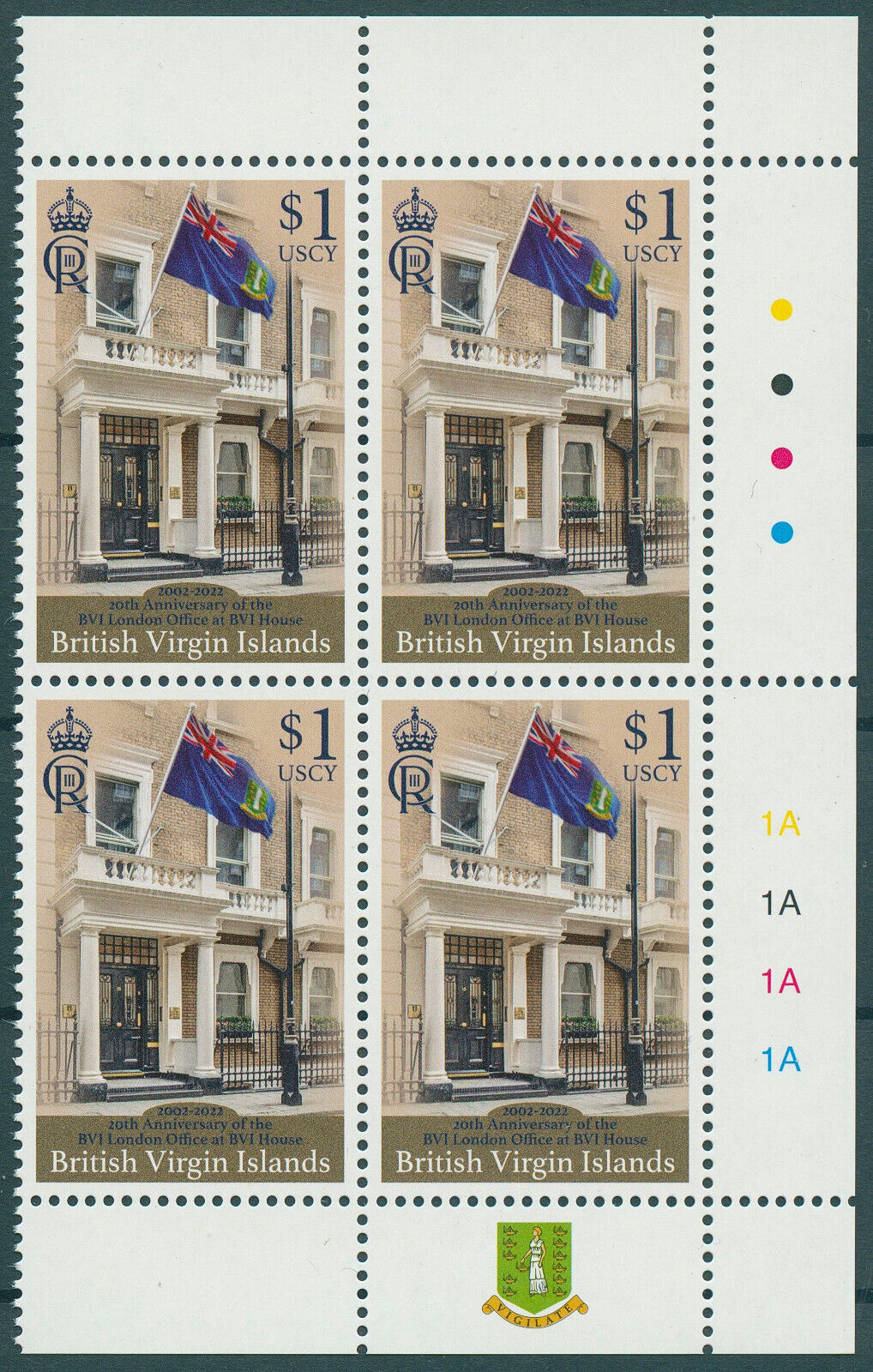 BVI 2022 MNH Architecture Stamps London Office BVI House Flags 4v Block