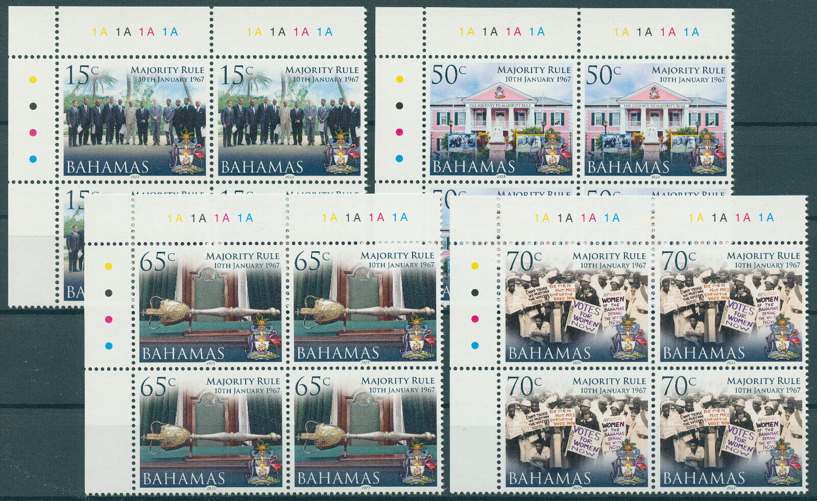 Bahamas 2022 MNH Historical Events Stamps Majority Rule 4v Set in Block 1A