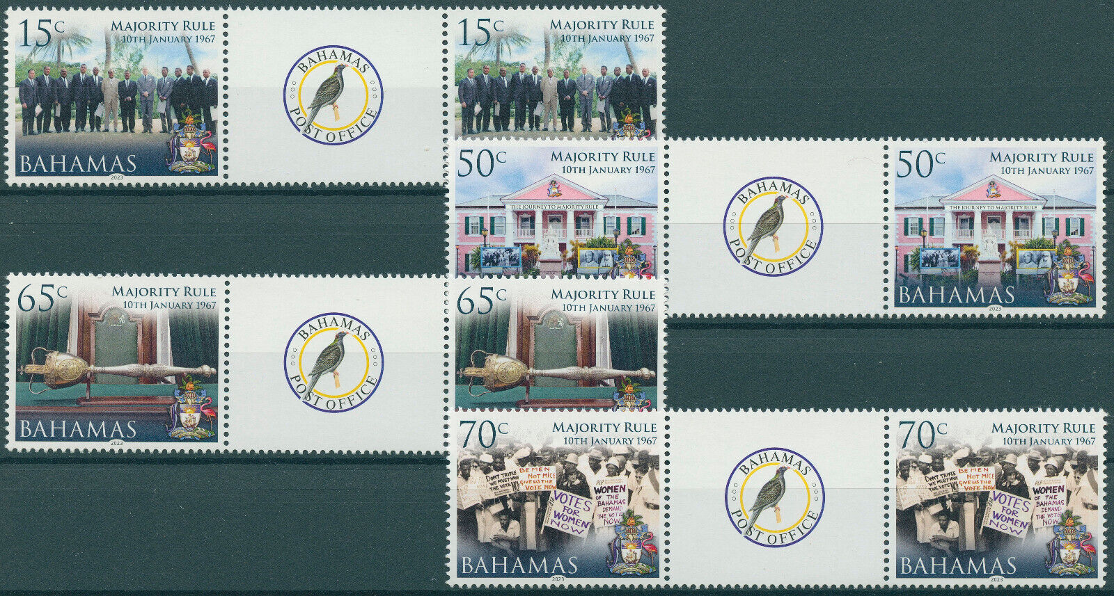 Bahamas 2022 MNH Historical Events Stamps Majority Rule 4v Set in Gutter Pairs