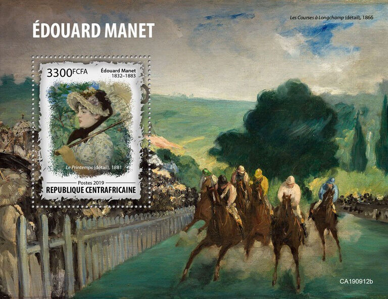 Central African Rep 2019 MNH Art Stamps Edouard Manet Paintings Modernism 1v S/S