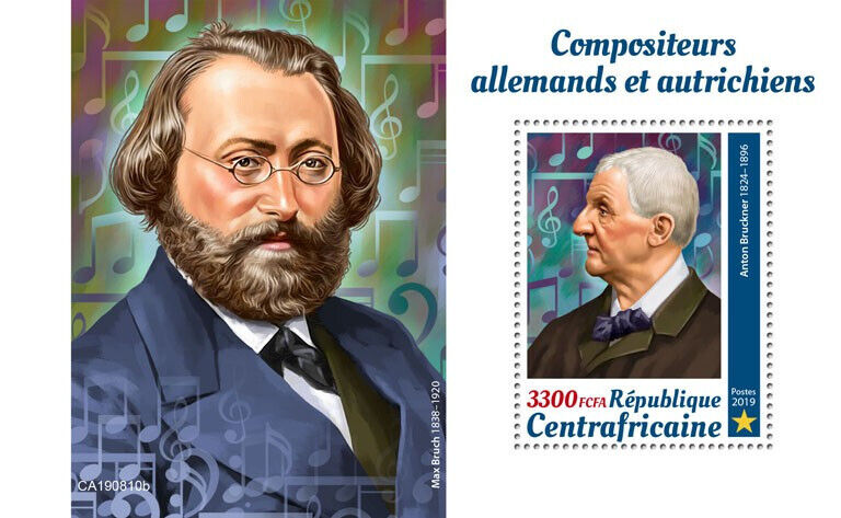 Central African Rep 2019 MNH Music Stamps German & Austrian Composers 1v S/S