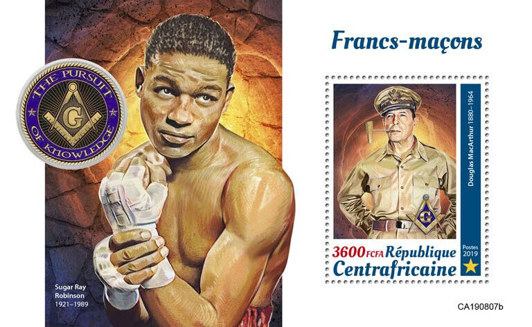 Central African Rep 2019 MNH Freemasons Stamps Douglas MacArthur Military 1v S/S