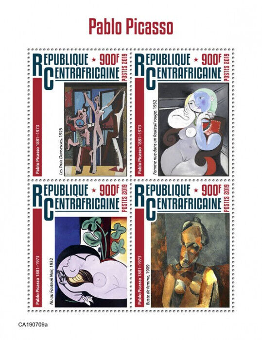 Central African Rep 2019 MNH Art Stamps Pablo Picasso Paintings 4v M/S