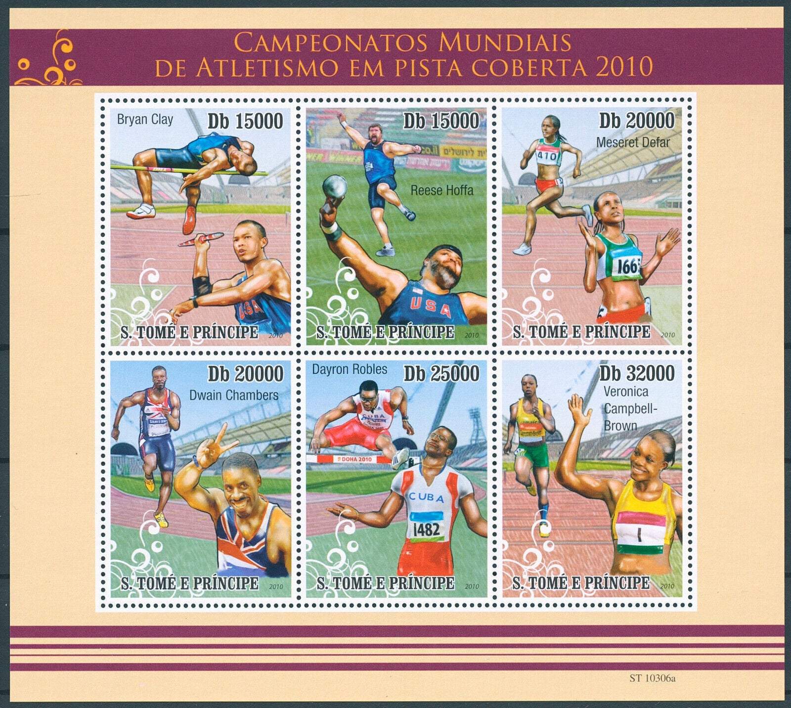 Sao Tome & Principe 2010 MNH Sports Stamps World Indoor Athletics Champ 6v M/S