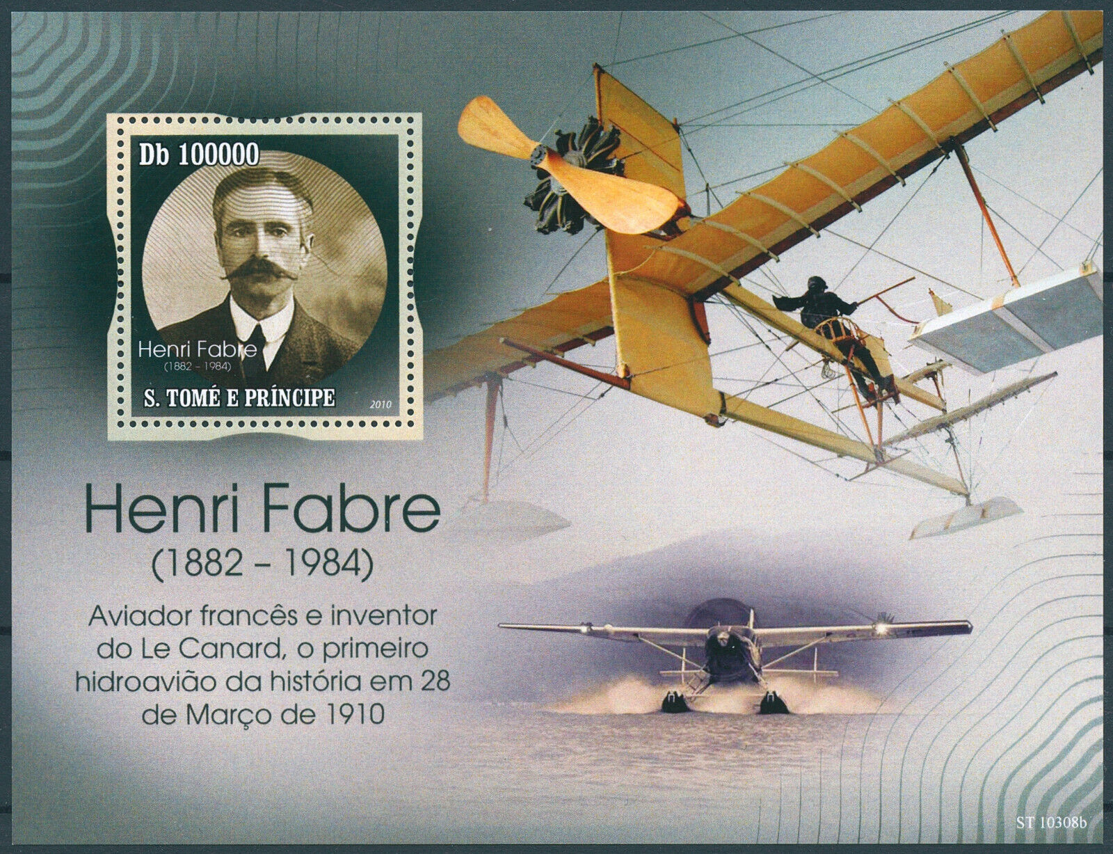 Sao Tome & Principe 2010 MNH Aviation Pioneers Stamps Henri Fabre Aviators 1v S/S