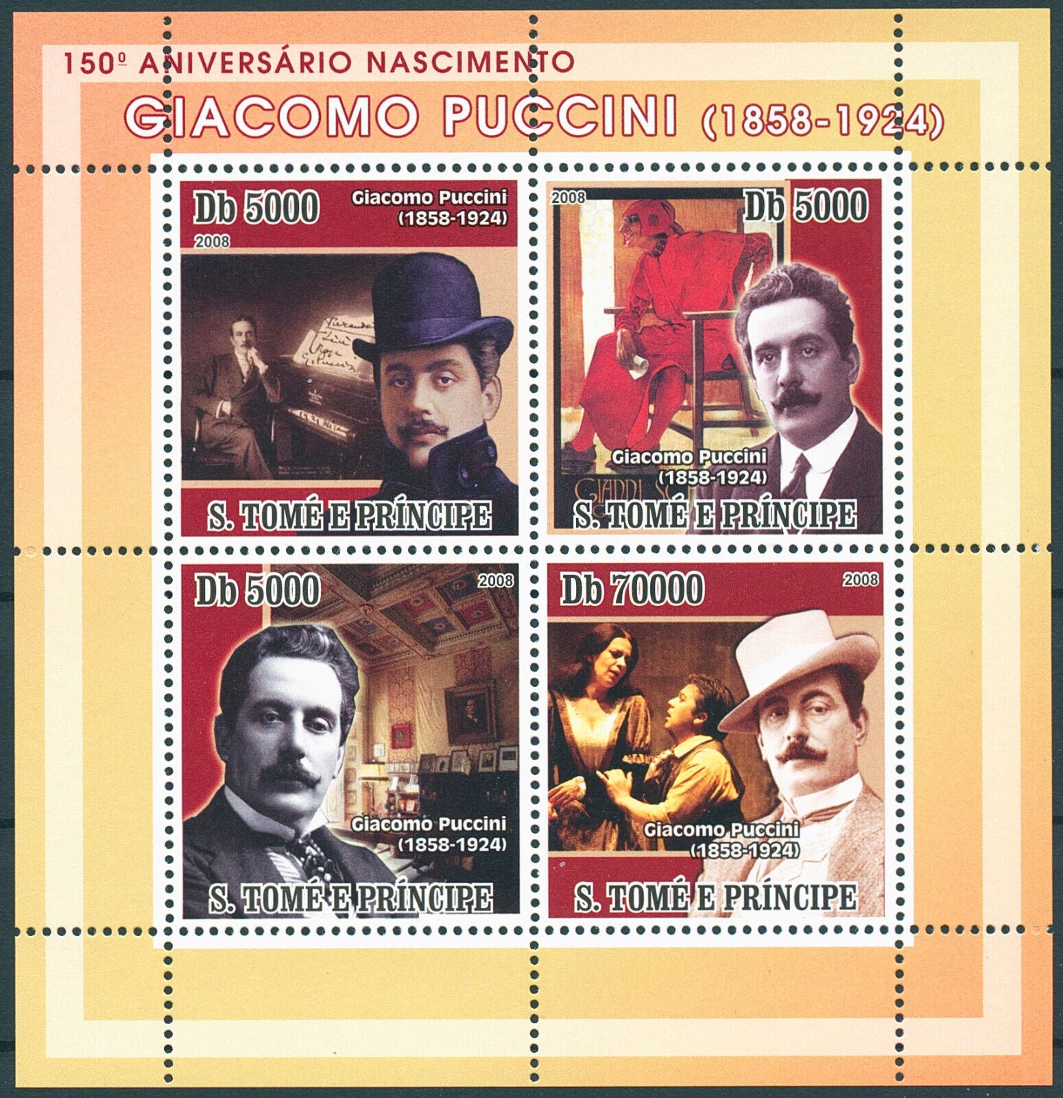Sao Tome & Principe 2008 MNH Music Stamps Giacomo Puccini Composers 4v M/S