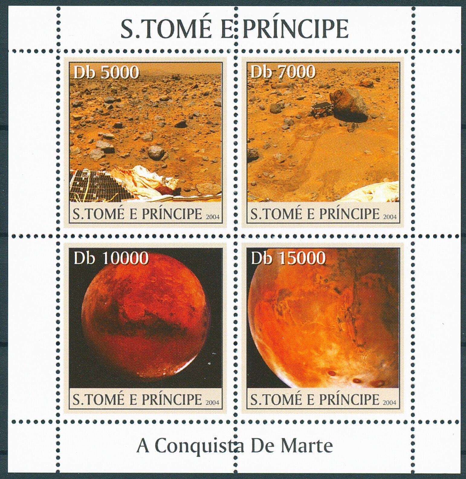 Sao Tome & Principe 2004 MNH Space Stamps Conquest of Mars 4v M/S